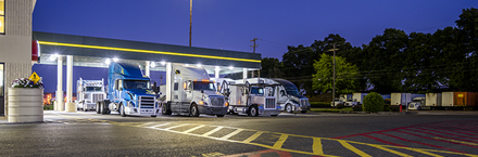 Semi Trucks in Parking Lot