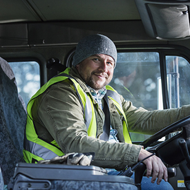 happy truck driver