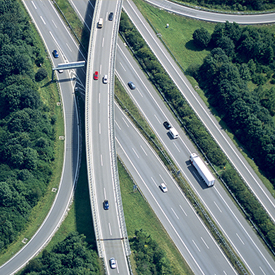 Aerial View of a Highway Intersection